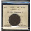 Image 1 : 1891 1¢ LL SD Obv 2 ICCS VG8.