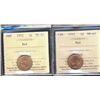 Image 1 : 1952 1¢ ICCS MS65RD.  Lot of 2 coins.