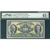 Image 1 : The Dominion Bank 1938 $10 #570002 CH-220-28-04 PMG EF45EPQ. Sharp colourful example.