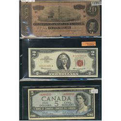 1937 $1 BC-21d(3), 1954 $1 BC-37b, $5 BC-39b, 1867-1967 $1 (2), 1973 $1(2), 1974 $2, 1986 $2(13), US