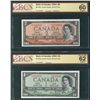 Image 1 : 1954 $1 BC-29a UNC62 & BC-30a UNC60. Lot of 2 notes both BCS graded.