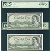 Image 1 : 1954 $1 BC-29a #AA4625885-886 PCGS CH UNC63PPQ. Lot of 2 notes.