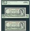 Image 1 : 1954 $1 BC-29a #AA4625887-888 PCGS CH UNC63PPQ. Lot of 2 notes.