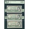 Image 1 : 1954 $1 BC-29b #LA9541354-356 PCGS CH UNC64PPQ. Lot of 3 notes.