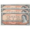 Image 1 : 1954 $2 BC-30a #EB1935687-689. Lot of 3 consecutive Crisp fully embossed original Choice UNC notes.
