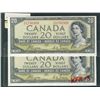 Image 1 : 1954 $20 BC-33a #BE1750307/308. Lot of 2 consecutive notes AU/UNC with light oil type stain on upper