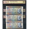 Image 1 : 1972 $5 BC48aA #*CA2951104 AU55, #*CA3010834 UNC60 & BC-48bA #*CU2941098 VF25. Lot of 3 notes all BC