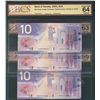 Image 1 : 2001 $10 BC-63aA #FDZ9199617 CH UNC64, BC-63bA-i #BEI1103635 CH UNC63 & BC-63c #BEP5117586 AU50. Lot