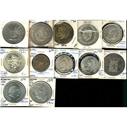 World Crowns & Coinage. Includes Mexico 1885 8 Reales, 1947 1 Peso, 1952(2) 5 Peso, 1962 1 Peso, 196