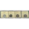 Image 1 : Nfld 1896 20¢ Obv 1, Obv 2, 1900 & 1904H ICCS VF20. Lot of 4 coins.