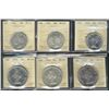 Image 1 : 1951(2) 50¢ & 1954 with $1 1954(2) & 1955 ICCS MS63. Lot of 6 coins.