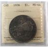 Image 1 : 1936 $1 ICCS MS64. Gem intense tones.