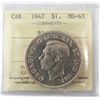 Image 1 : 1947 $1 Blt7 ICCS MS63. Brilliant and lustrous.