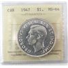 Image 1 : 1947 $1 Blt7 ICCS MS64. Full white.