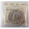 Image 1 : 1947 $1 ML Dbl HP ICCS MS62. Brilliant and lustrous.