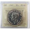 Image 1 : 1947 $1 Ptd 7 Dbl HP ICCS MS62. Brilliant and lustrous.