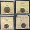 Image 1 : 1910 1¢, 1935, 1942 & 1950 ICCS MS63RD. Lot of 4 coins.