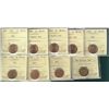 Image 1 : 1982 1¢, 1983(3) Fr Bds, 1984, 1992, 2001(2) & 2003P NE ICCS MS65RD. Lot of 9 coins.