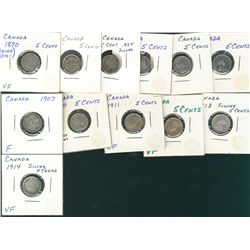1870 5¢ FB, 1880H, 1886Lg, 1899, 1902, 1905, 1907, 1910 PL, 1911, 1912, 1913 & 1914. Lot of 12 coins