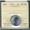 Image 1 : 1944 5¢ ICCS MS66. Pristine lustre and clean fields.