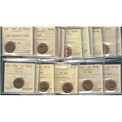 1947 1¢ ML, 1947((3), 1948 A to, 1950(3), 1951(2), 1952, 1954 SF(3) & 1955 SF(3) all ICCS MS64RD. Lo