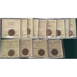 1954 1¢ SF, 1957(2), 1958, 1959(2), 1960(2), 1963, 1964, 1965 SmBds Blt, 1971 & 1973 all PL65. Lot o