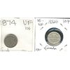 Image 1 : 1874H 10¢ & 1882H. Lot of 2 coins Fine to VF.