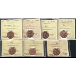 1983 1¢ Far Bds, 1990, 1993, 1997, 1998, 1999 & 2001 ICCS MS66RD. Lot of 7 coins.