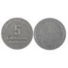 Image 1 : HBC Labrador District 5 MB token with reeded border. Made of tin and unifaced. R-3, Gingras-255a.