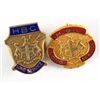 Image 1 : HBC Gold Service Pins. One issued with blue enamel and the other with red enamel. Both with Coat of 