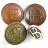 Image 1 : HBC Brass Company Buttons(4). Two of which are of brass and are inscribed HB in large letters, the t