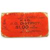 Image 1 : HBC Card token. Represents the BC district. Dease Post $1 and undated. Red cardboard with red, blue 