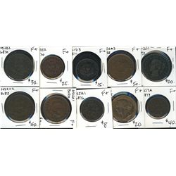 NS-1E2, 1D3, 2A3, 2C1,2B2, 2C2, 4A1, 5A1, 6 & 7A all F+. Lot of 10 tokens. (PBBC).