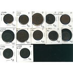 LC-4A2, 5A3, 9B2, 12, 13A, 15A3, 47B, 53A1, 54C1, 56B1, 57A1 & LC-59B all Fine. Lot of 12 tokens. (P