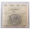 Image 1 : 1936 25¢ Dot ICCS EF45. Scarce variety.