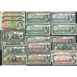 Canadian Banknotes. Lot comes in Red leather booklet includes various BOC issues, such as 1935 $1 BC