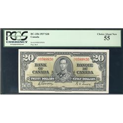 1937 $20 BC-25b #HE0589850 PCGS AU55.