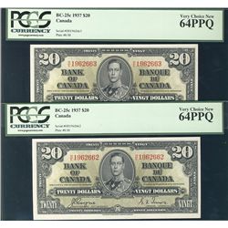 1937 $20 BC-25c #HE1962662/2663 PCGS CH UNC64PPQ. Lot of 2 consecutive notes.