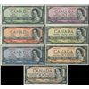 Image 1 : Low Serial Number Set, 1954 DF Coyne $1 UNC65, $2 UNC67, $5 UNC65, $10 UNC65, $20 UNC65, $50 AU58 & 