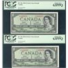 Image 1 : 1954 $1 BC-29a #FA1446605/6606 PCGS CH UNC63PPQ. Lot of 2 consecutive notes.