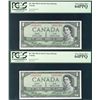Image 1 : 1954 $1 BC-29b #LA9541362/1363 PCGS CH UNC64PPQ. Lot of 2 consecutive notes.