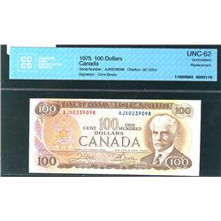 1975 $100 BC-52bA #*AJX0239098 CCCS UNC62.