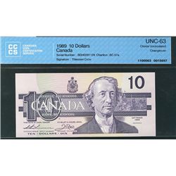 1989 $10 BC-57a #BDH0291129 Change over CCCS UNC63.