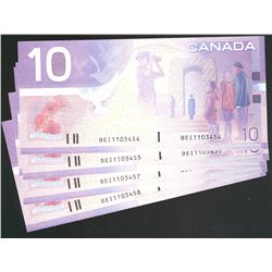 2002 $10 BC-63bA-i Sheet Replacement Notes #BEI1103454-458.
