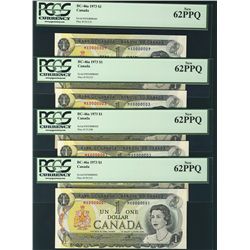 Million Set 1973 $1 BC-46a #1000000-9000000 PCGS UNC62PPQ. Lot of 9 notes.