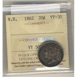 N.B. 1862 20¢ ICCS VF30.
