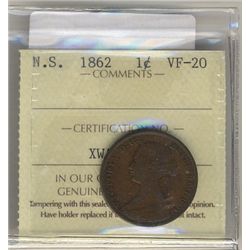 N.S. 1862 1¢ ICCS VF20.