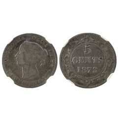 Nfld 1873H 5¢ NGC F15. Nice rarity in any grade.