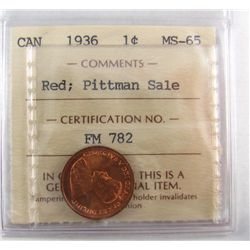 1936 1¢ ICCS MS65RD.