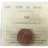 Image 1 : 1936 1¢ ICCS MS65RD. 95% subdued red.